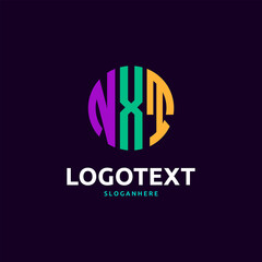 Nxt Monogram logo, Nxt Circle font, Round monogram Nxt letters, three letters logo