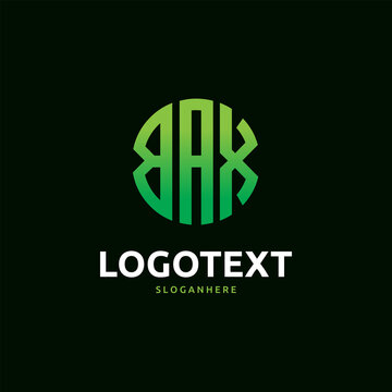 bax Monogram logo, bax Circle font, Round monogram bax letters, three letters logo