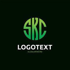 skc Monogram logo, skc Circle font, Round monogram skc letters, three letters logo