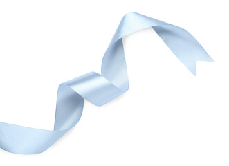 Beautiful ribbon isolated on white, top view