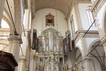Amsterdam Westerkerk Church Interior View with Organ, Netherlands