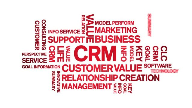 CRM animated tag word cloud;text design animation kinetic typography seamless loop.