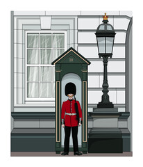 British Royal Guardsman at Buckingham Palace in London