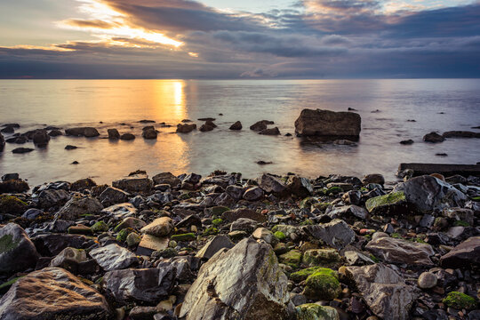 Seascape of Newton shore, a very popular sea fishing location in Ayr.