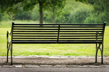 View of park bench near Loch Lomond,