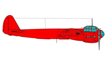 Avión bombardero medio bimotor de color rojo Ju-88