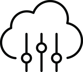 Cloud technology icon vector image. Cloud computing vector thin line icon.