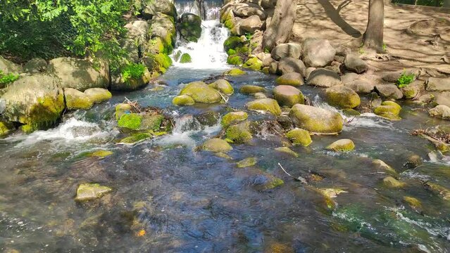 Waterfall in oliva park Gdansk, Poland.