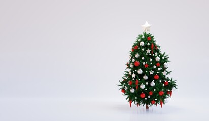 Christmas tree with gift box on white background. 3d render