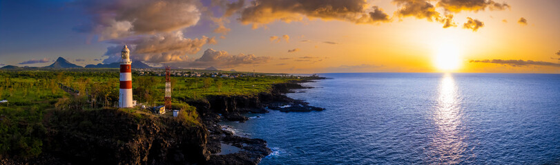 Panorama of Albion Lighthouse during sunset