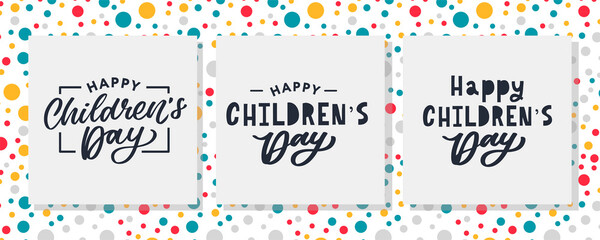 Happy Children's day. Holiday phrase. Hand drawn vector lettering.