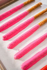 Valentine's Day Chocolate Covered Pretzel Rods
