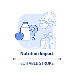 Nutrition impact light blue concept icon. Diet for mental health. Trend in psychology abstract idea thin line illustration. Isolated outline drawing. Editable stroke. Arial, Myriad Pro-Bold fonts used