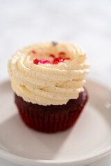 Red Velvet Cupcakes with White Chocolate Ganache Frosting