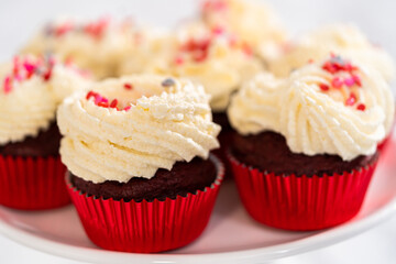 Red Velvet Cupcakes with White Chocolate Ganache Frosting