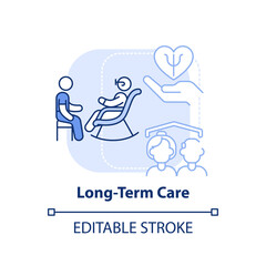 Long term care light blue concept icon. Mental health care. Trend in psychology abstract idea thin line illustration. Isolated outline drawing. Editable stroke. Arial, Myriad Pro-Bold fonts used