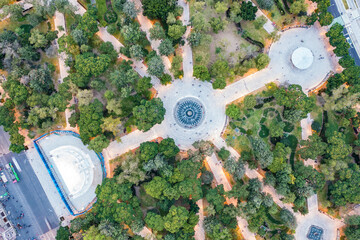 Drone top view of Alameda Central square, Mexico City, CDMX, Mexico