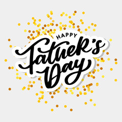 Fototapeta premium Happy Father's Day Calligraphy greeting card. Banner Vector illustration.
