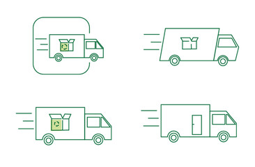 dostawa ikona eco ekologiczny dostawca ciężarówka tir szybkość dostarczenie - obrazy, fototapety, plakaty