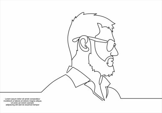 line drawing of guy in glasses.flat icon