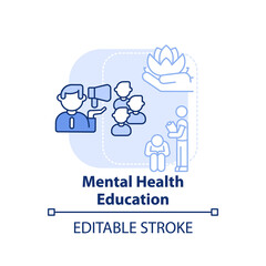 Mental health education light blue concept icon. Mind state. Psychology trend at work abstract idea thin line illustration. Isolated outline drawing. Editable stroke. Arial, Myriad Pro-Bold fonts used