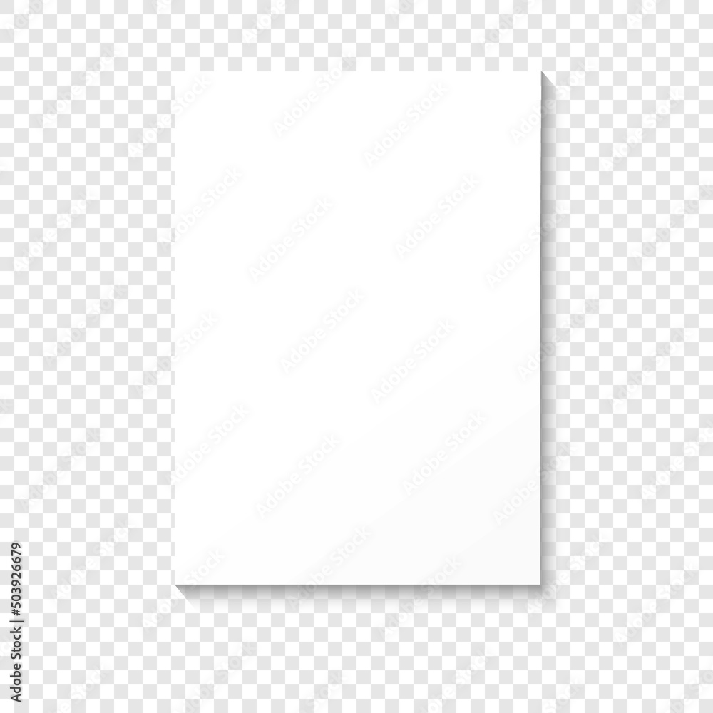 Aufkleber vector sheet paper a4 format with shadows. white realistic blank paper page with shadow. mock up des