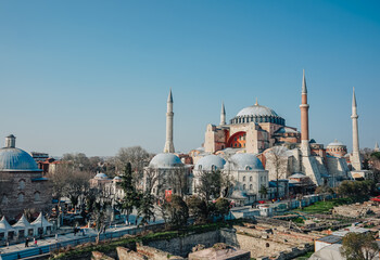 beautiful view on Hagia Sophia Mosque in Istanbul. 