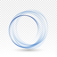 Abstract vector swirl energy circle Blue c wave design element with shadow.