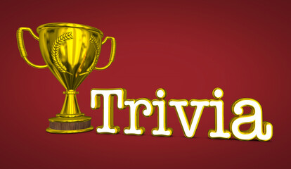 Trivia Trophy Award Prize Top Winner Contest Quiz 3d Illustration