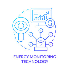 Energy monitoring technology blue gradient concept icon. Energy strategy part abstract idea thin line illustration. Power measurement. Isolated outline drawing. Myriad Pro-Bold font used