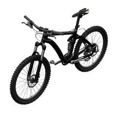 Black mountain bike on an isolated white background. 3d rendering.