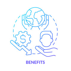 Benefits blue gradient concept icon. Focus on energy strategy abstract idea thin line illustration. Improving efficiency and environment. Isolated outline drawing. Myriad Pro-Bold font used