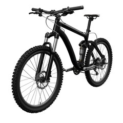 Black mountain bike on an isolated white background. 3d rendering.