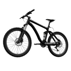 Black mountain bike on an isolated white background. 3d rendering.