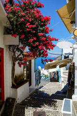 Walking in the streets of Santorini in Greece