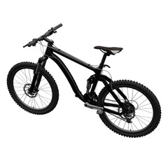 Black mountain bike on an isolated white background. 3d rendering.