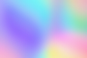 Abstract pastel holographic blurred grainy gradient background texture. Colorful digital grain soft noise effect pattern. Lo-fi multicolor vintage retro design.