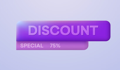 3d shape of the banner with a discount. Special offer. Online shopping, discount offer, sales, promotion. 3d vector icon.  The icon of the price tag of the coupon for sale. Vector illustration