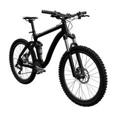 Black mountain bike on an isolated white background. 3d rendering.