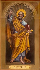 Poster BARI, ITALY - MARCH 3, 2022: The fresco of St. Peter the Apostle in the church Chiesa San Ferdinando by Nicola Colonna (1862 -1948). © Renáta Sedmáková