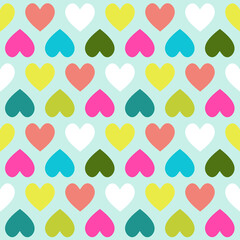 Seamless pattern with cute hearts. Simple vector background in trendy colors. - 503929801