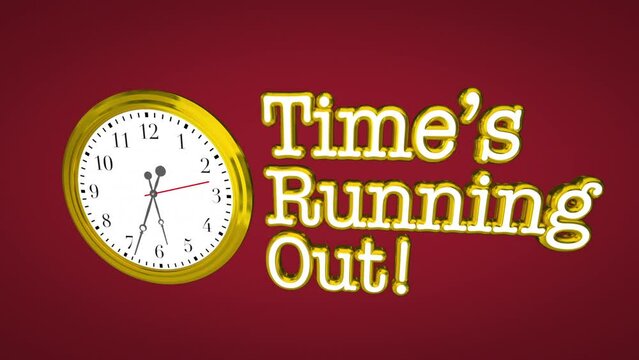 Times Running Out Clock Deadline Countdown Reminder Warning 3d Animation