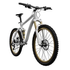 White mountain bike on an isolated white background. 3d rendering.