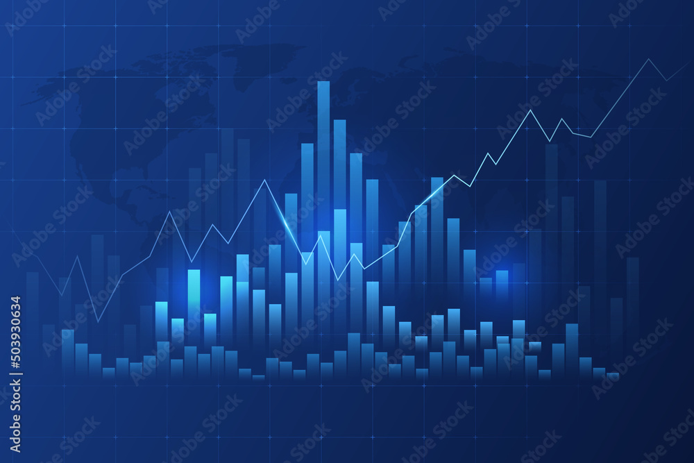 Poster glowing vector chart of investment financial data. infographic elements and realistic transparent wo