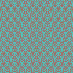 colorful simple vector pixel art seamless pattern of minimalistic dark chestnut and pewter blue colors scaly japanese water waves pattern