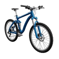 Fototapeta na wymiar Blue mountain bike on an isolated white background. 3d rendering.