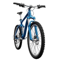 Blue mountain bike on an isolated white background. 3d rendering.