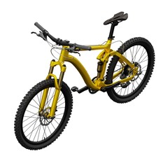 Gold mountain bike on an isolated white background. 3d rendering.