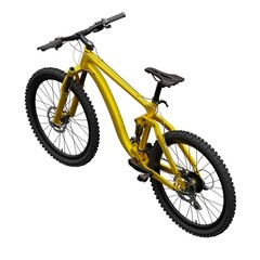 Gold mountain bike on an isolated white background. 3d rendering.