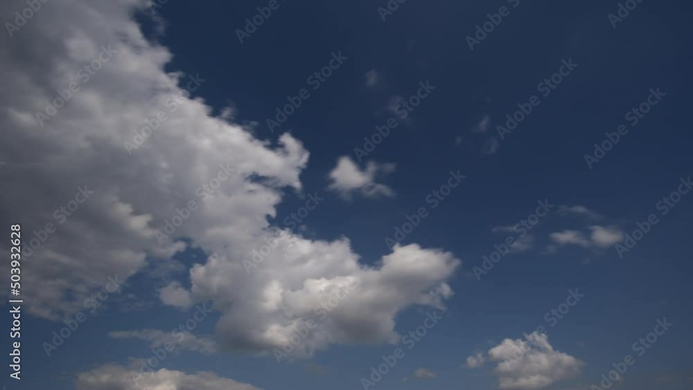 Wall mural Clouds in the blue sky on a summer day timelapse